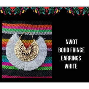 NWOT | BOHO FRINGE EARRINGS | WHITE